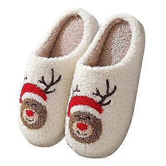Heren- en damespantoffels van katoen, geschikt voor binnen, pluche pantoffels voor thuis, linnen, comfortabele en warme pantoffels, maat 9-9,5 (42-43)