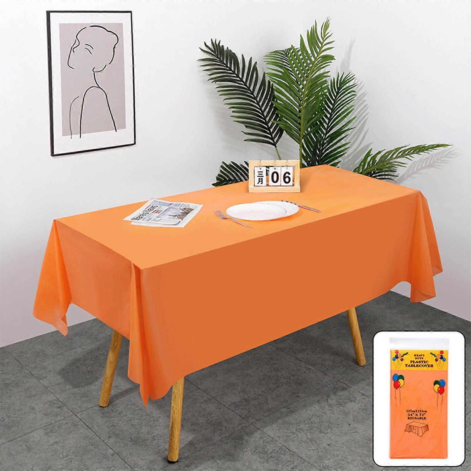 Solid Color Square Disposable Tablecloth, Large Plastic Rectangle Table Cover, Wipe Clean Party Tablecloth