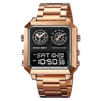 Men's Chronograph Watch Square Case - Analog Digital Display, Heavy Duty Stainless Steel Look, Waterproof Sport Watch with Date