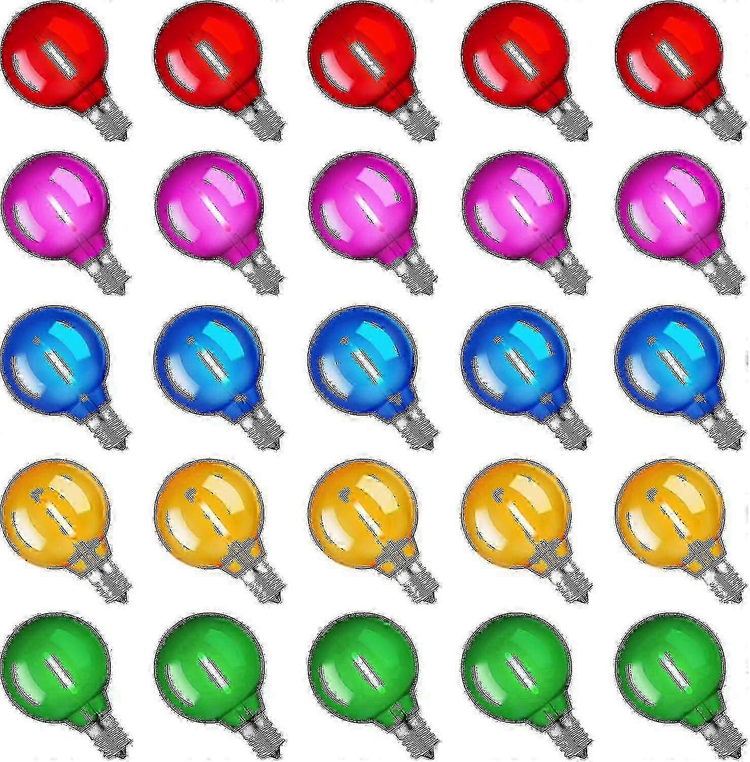 Shatterproof Plastic G40 LED Globe Edison Bulbs 25 Pack Multi Color 1W E12 Base