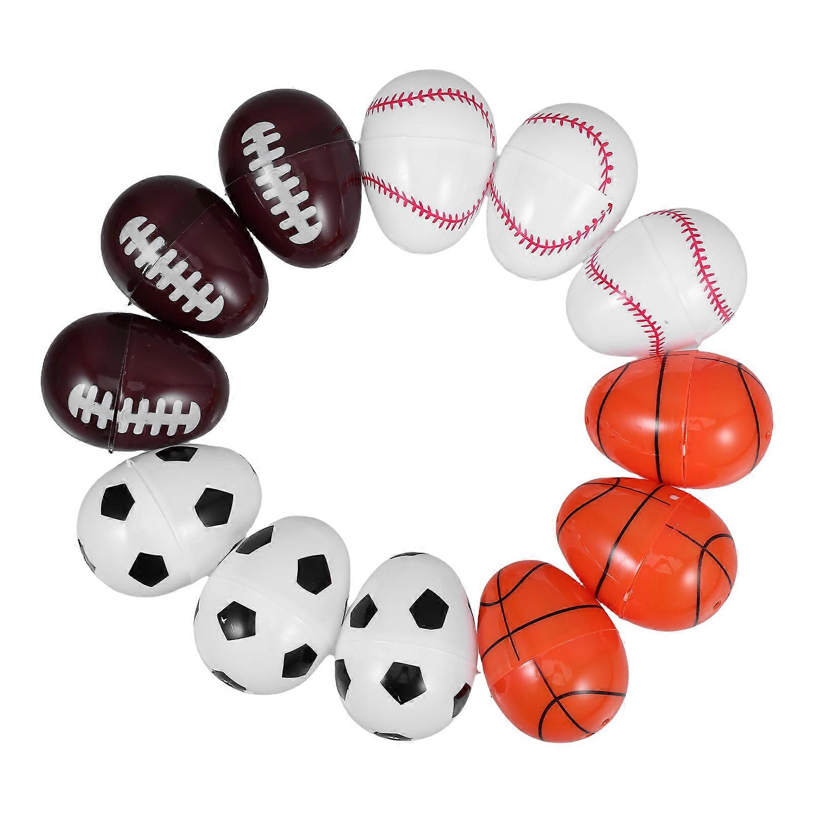 12Pcs Sport-Themed Plastic Easter Eggs Openable Candy Containers