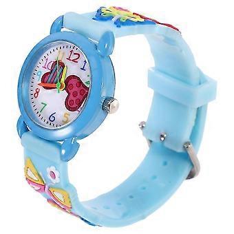 Montre-bracelet pour enfants en caoutchouc bleu, motif dessin animé (1 pièce)