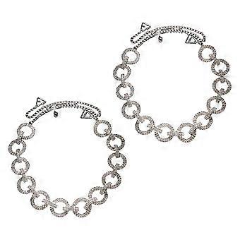 1 paire d'anneaux métalliques pour bretelles de soutien-gorge, sous-vêtements et lingerie, avec strass scintillants, couleur argent.