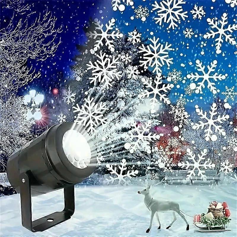 USB Snowflake Projector Light Rotating LED Stage Lamp White Snow Pattern Powered