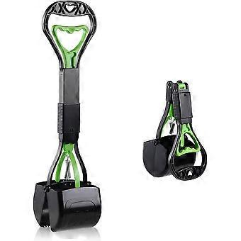 17.7" Pooper Scooper for Dogs, Folding Poop Scoop for Long Handle, Stable Jaw Scoop Easy for Small Pet Poop, Grass and Gravel Pick Up - Green