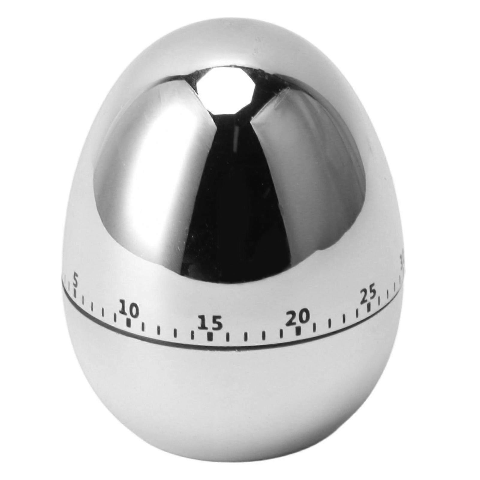 60 Minutes Egg Model Mechanical Timer Cooking Alarm Clock Manual Timer for Kitchen Silver