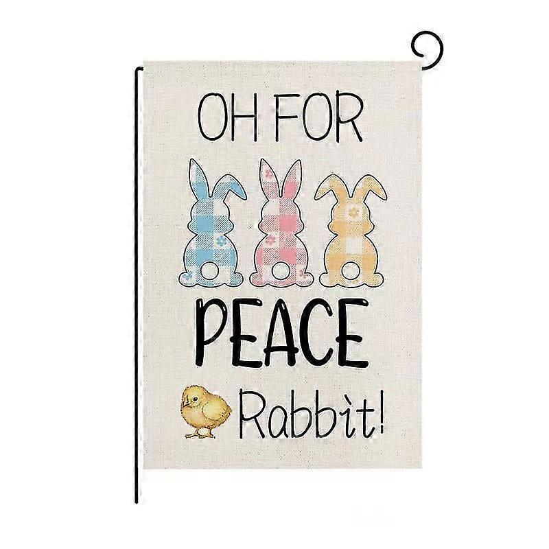Easter Bunny Egg Pattern Linen Garden Flag Printed Double Sided-T