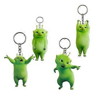 Funny Green Cat Keychain  4Pcs Vivid Expressions  for Keys & Bag Backpack
