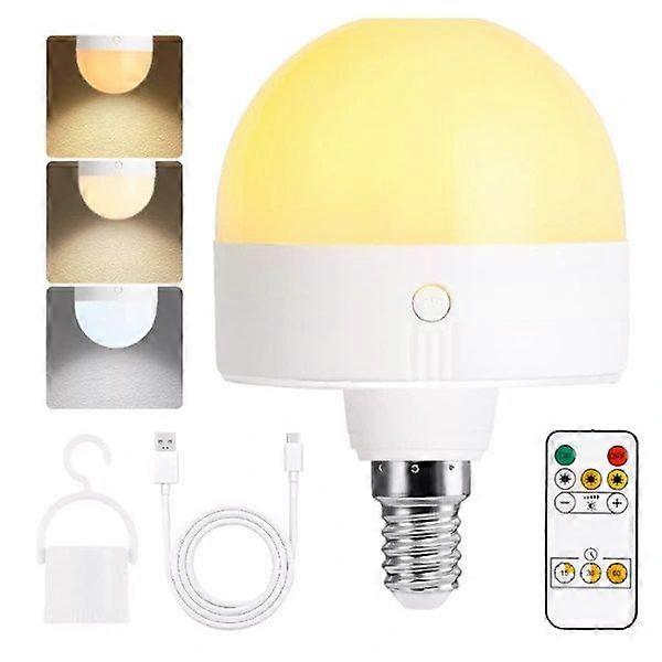 [LCS] E14 Rechargeable LED Bulb 2-Pack 300LM 9W Equivalent Dimmable Remote Control