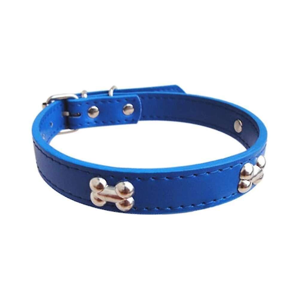 Adjustable Dog Collar Bone Design Pet Padded Pu Leather Collar Pet Eck Strap Wit