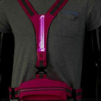 LED-reflektierende Weste Laufbekleidung, USB wiederaufladbare LED-Leuchtweste Hohe Sichtbarkeit mit verstellbarer Taille / Schulter (rosa)