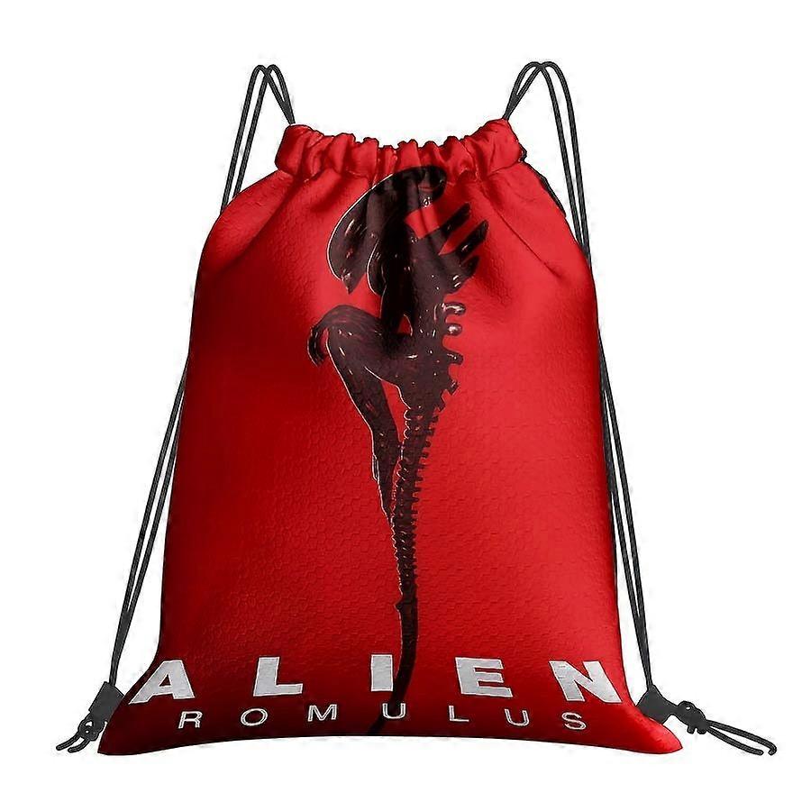 1pc 2D Printed Irregular-Shaped Creature Pattern Drawstring Fitness Bag - Dark Red Drawstring Backpack, Practical Polyes-Cqazw