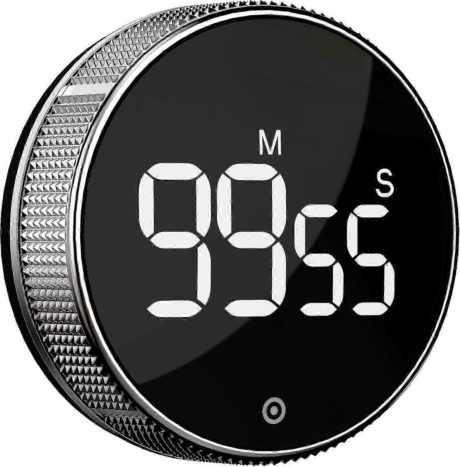 Kitchen Timer, Productivity Timer with LED Digital Display, Adjustable Volume and Brightness (Silver)