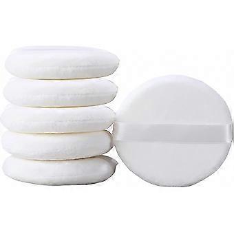 For Smooth Powder Application, 6pcs 4 Inch Large Round Velour Powder Puff With Strap, Ultra Soft