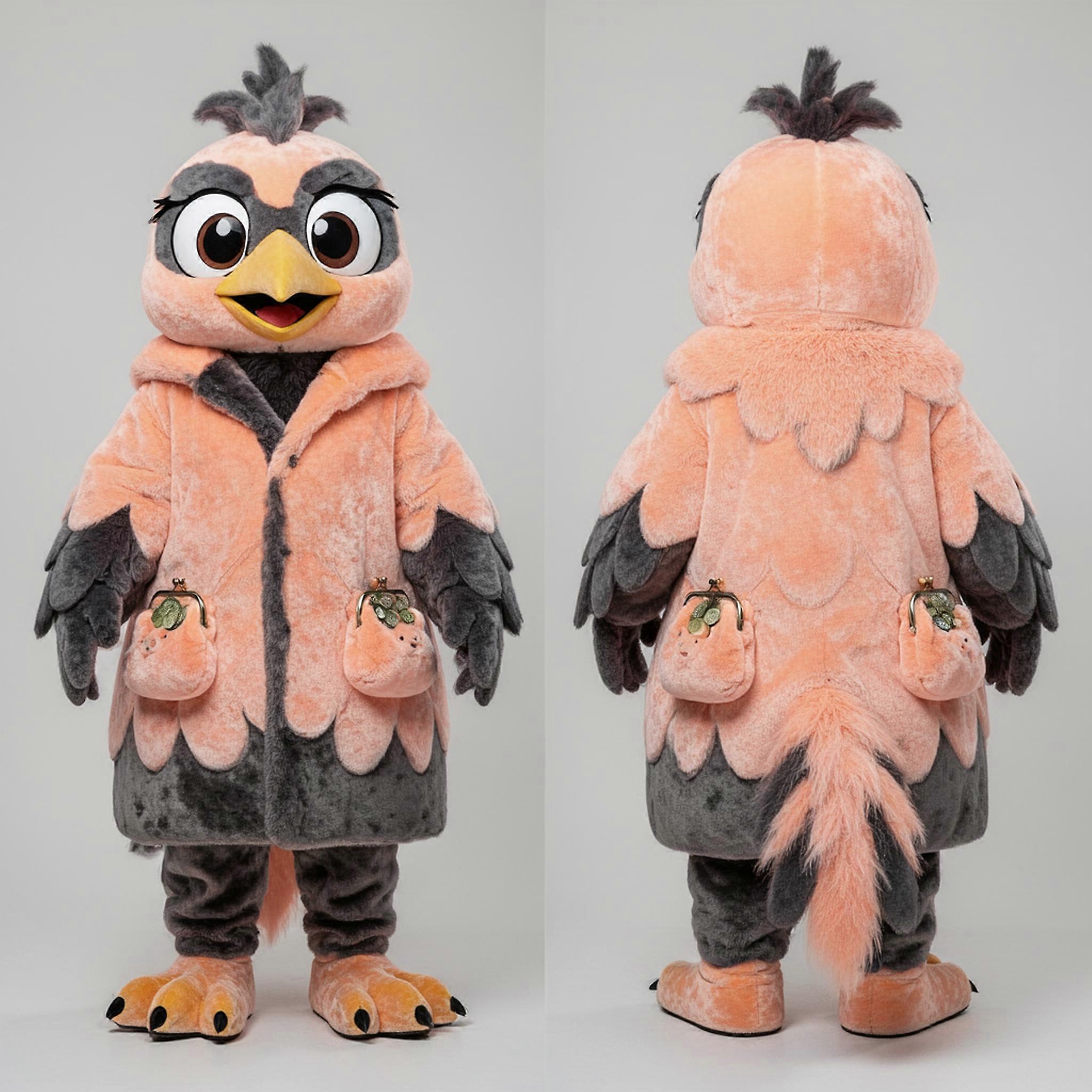 MASTICOT Peach Soft Feathered Crow Mascot