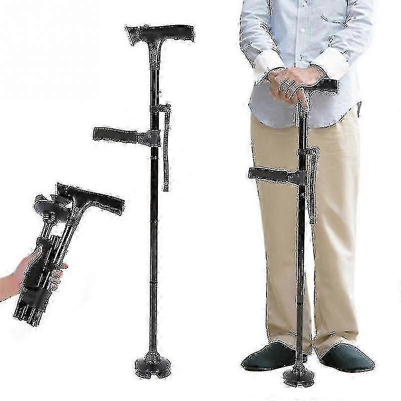 folding walking cane compatible with elderly with led and alarm