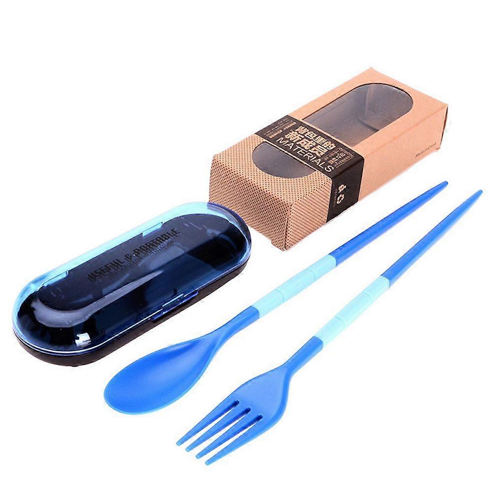 2pcs Cutlery Set Tableware Portable Spoons Fork ABS