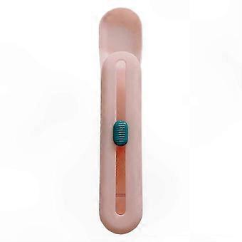 Portable Ergonomic Pet Feeder Spoon with Push Button for Cats and Dogs Pink Slot Design 26-27