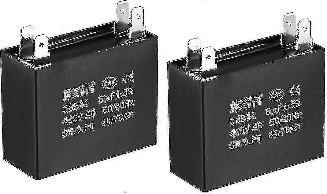 450v 6uf Cbb61 AC Double Insert Polypropylene Ceiling Fan Capacitor - Tcgg