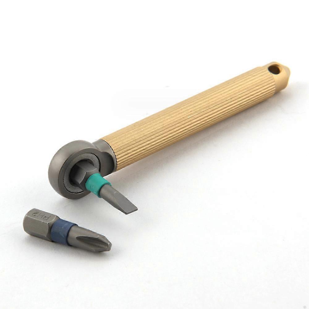 Mini titanium alloy brass screwdriver multifunctional EDC portable maintenance emergency tool