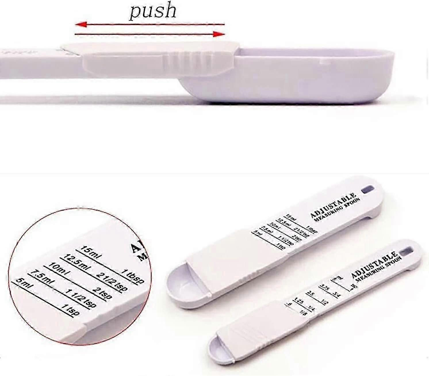 2 Pack Adjustable Measuring Spoons, Measuring Spoon Set, Plastic Adjustable Measuring Spoons Cooking Tools Measuring Cup With Adjustable Scale