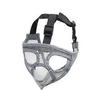 Dog Muzzle compatible with Short Snout Breeds Breathable Mesh Adjustable Nylon AntiBiting Grey XXS