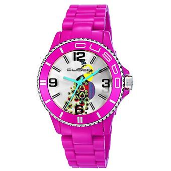 Watch custo on time my custo fucsia watch for Women Analog Quartz with Plastic bracelet CU058202
