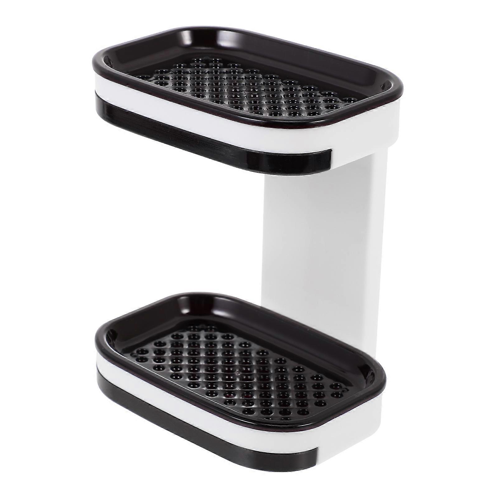 3Pcs Grey Wall Mounted Soap Holder for Double Layer Storage Use