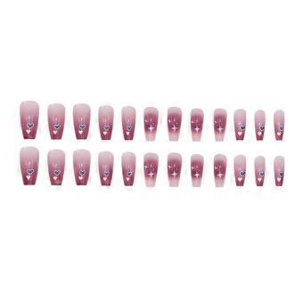 Pink Gradient Heart Fake Nails Set