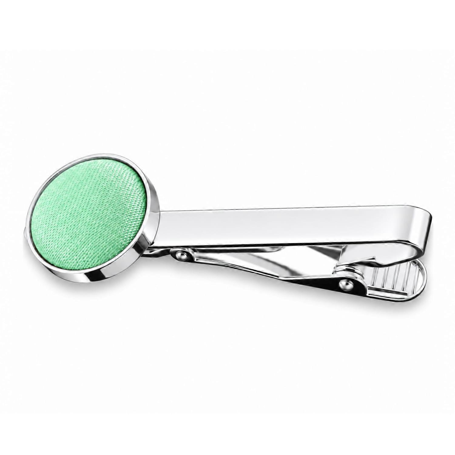 Mintgrüner, schlichter Satin-Krawattenclip.