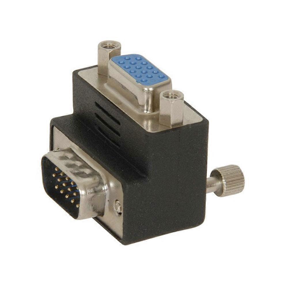 UP Quality Computer Signal Type VGA Plug to Socket 90 Degree Adaptor Black