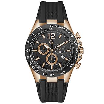 Gc ser dristigt kvarts analogt mandsur med silikonearmbånd Z07002G2MF