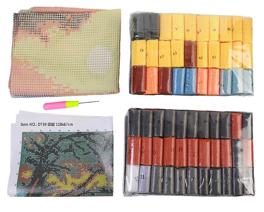 Rug Making Latch Hooking Kit | Bears Climbing Tree (60x90cm Printed Canvas)