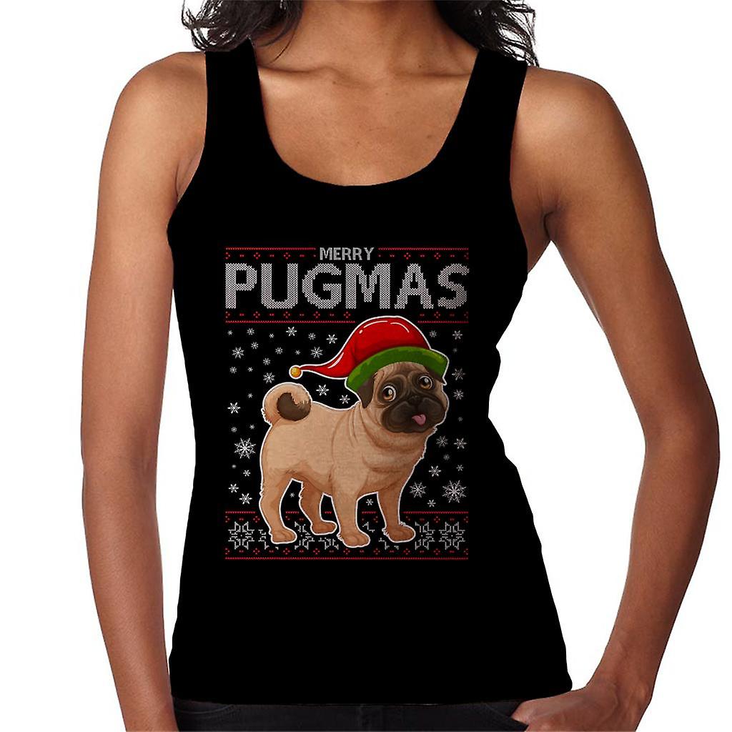 Merry Pugmas Christmas Knit Pattern Women's Vest