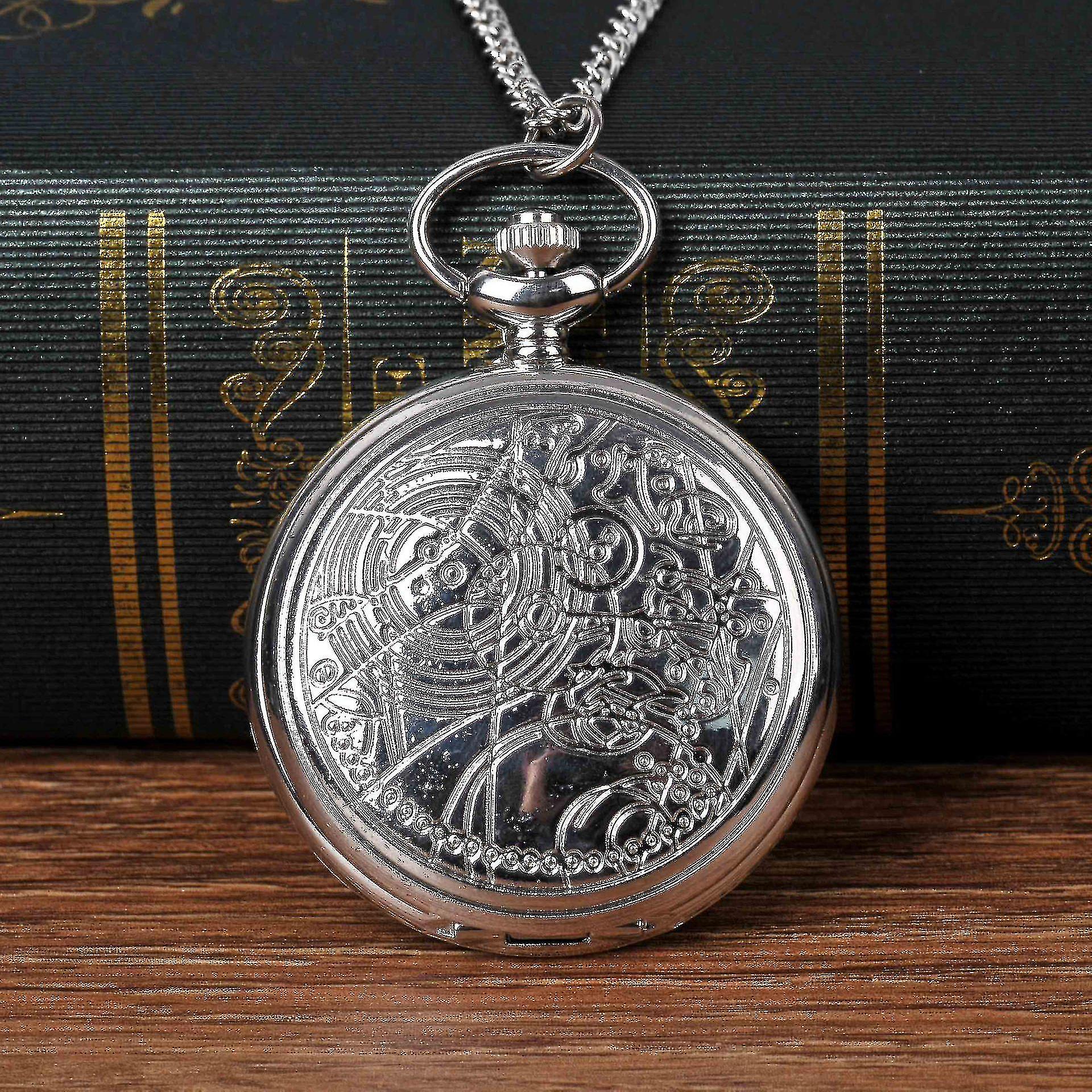 خمر جيب ووتش مع حالة برونزية كوارتز كامل هنتر الأبيض Dialchain