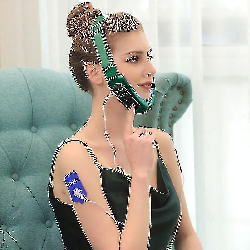 סנטר קו V מכונת חגורת הרמה אדום כחול LED טיפול בפוטון פנים הרזיה רטט מכשיר הרמת פנים V טיפוח פנים