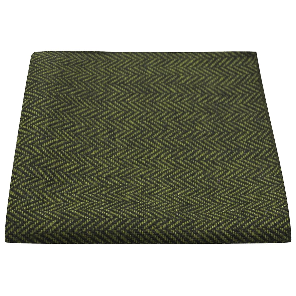 Pickle Green & Black Herringbone Pocket Square