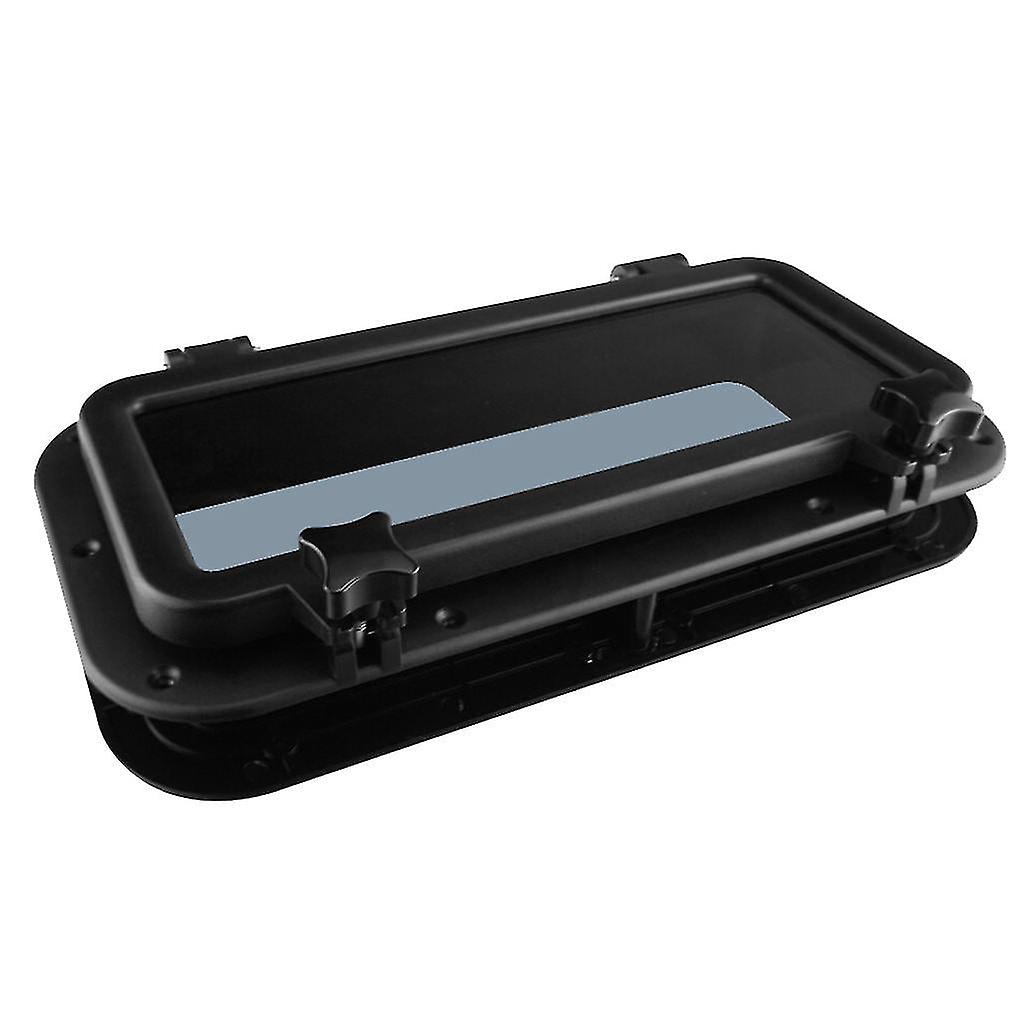 Boat Rectangular Porthole Window Port Holewith White Abs Tempered Glass - Black