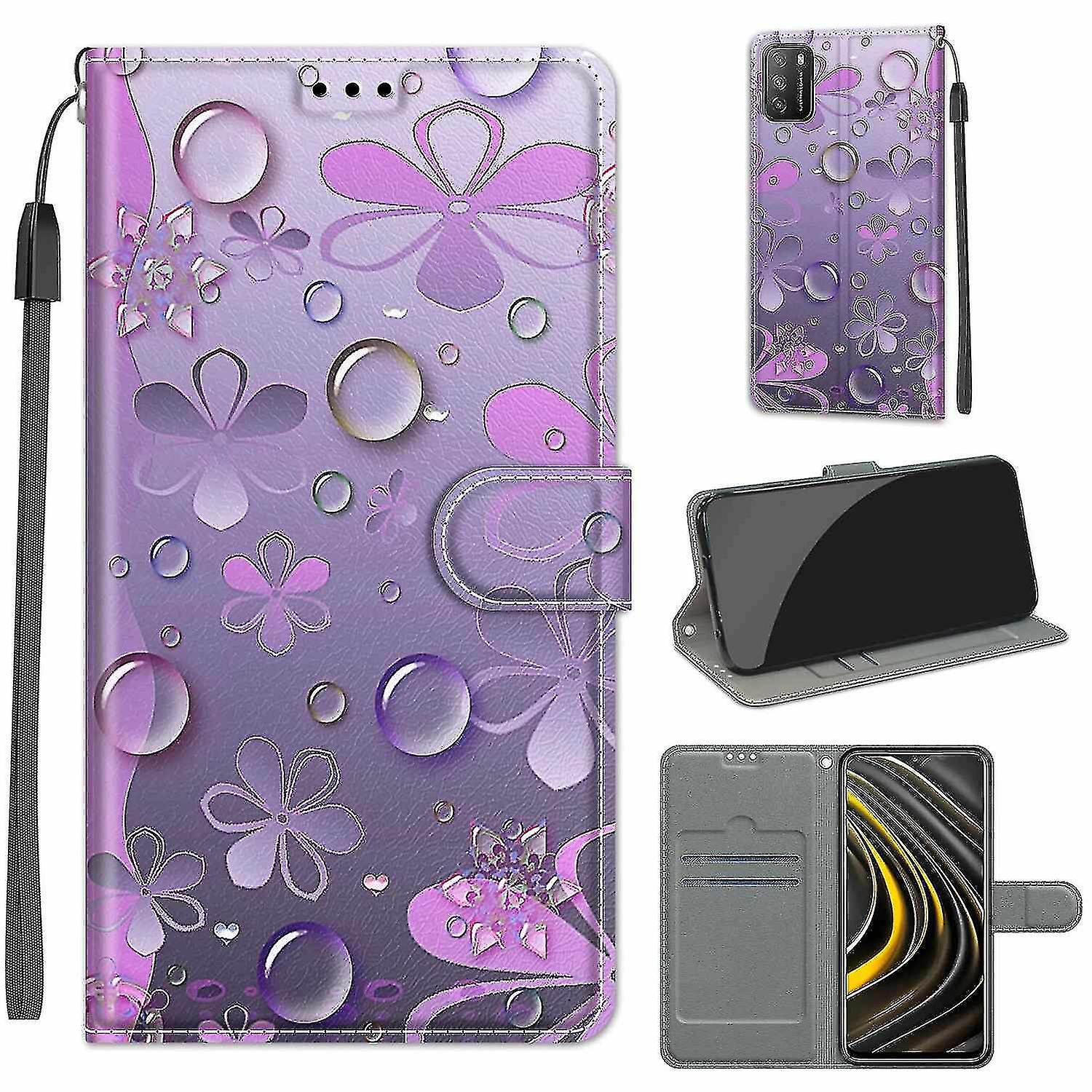 Compatible With Poco M3 Purple Petals Mobile Case