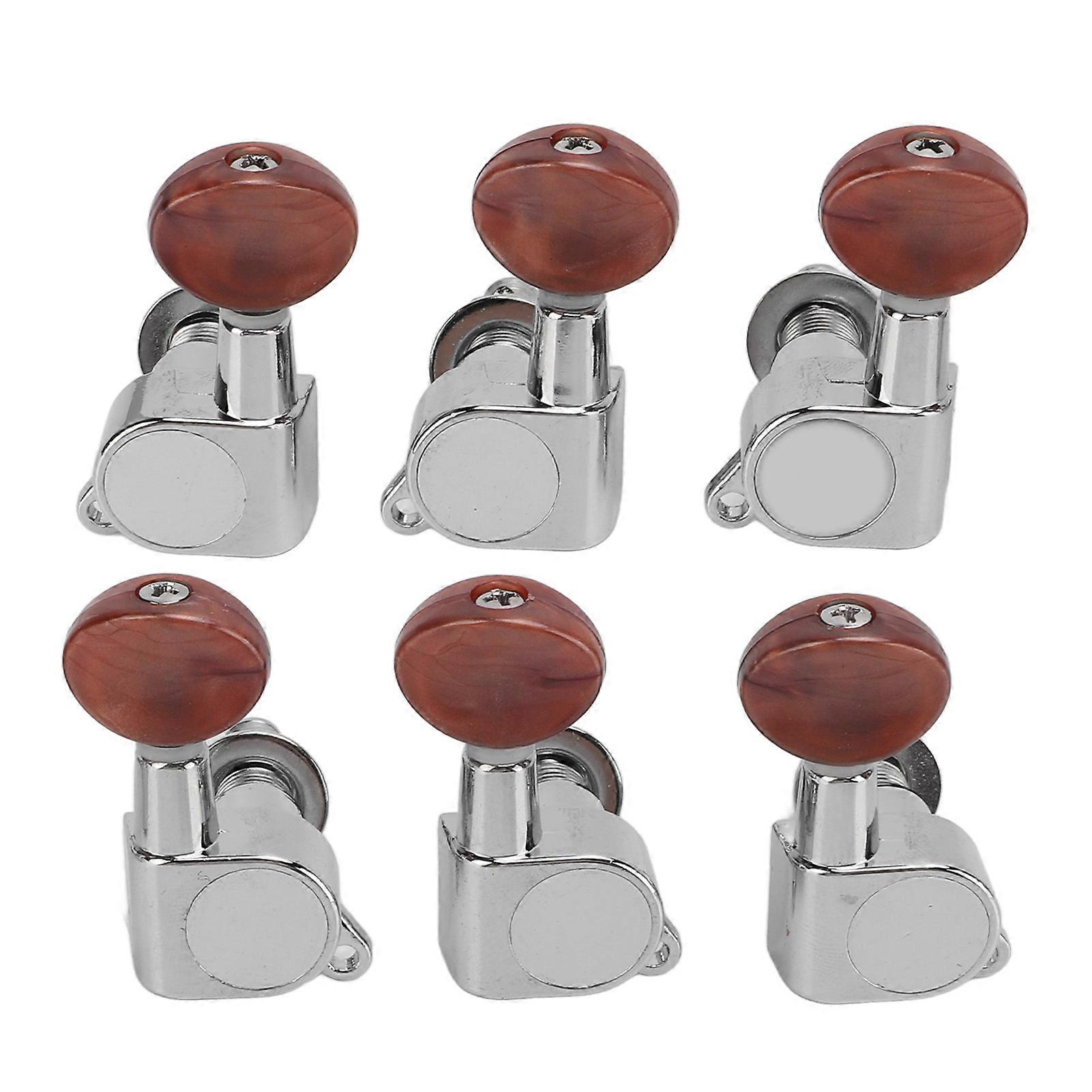 6PCS Helt Sluten Gitarr Stämskruvar Akustisk Gitarr Metall Stämapparat Rattar 3 Vänster 3 Höger 