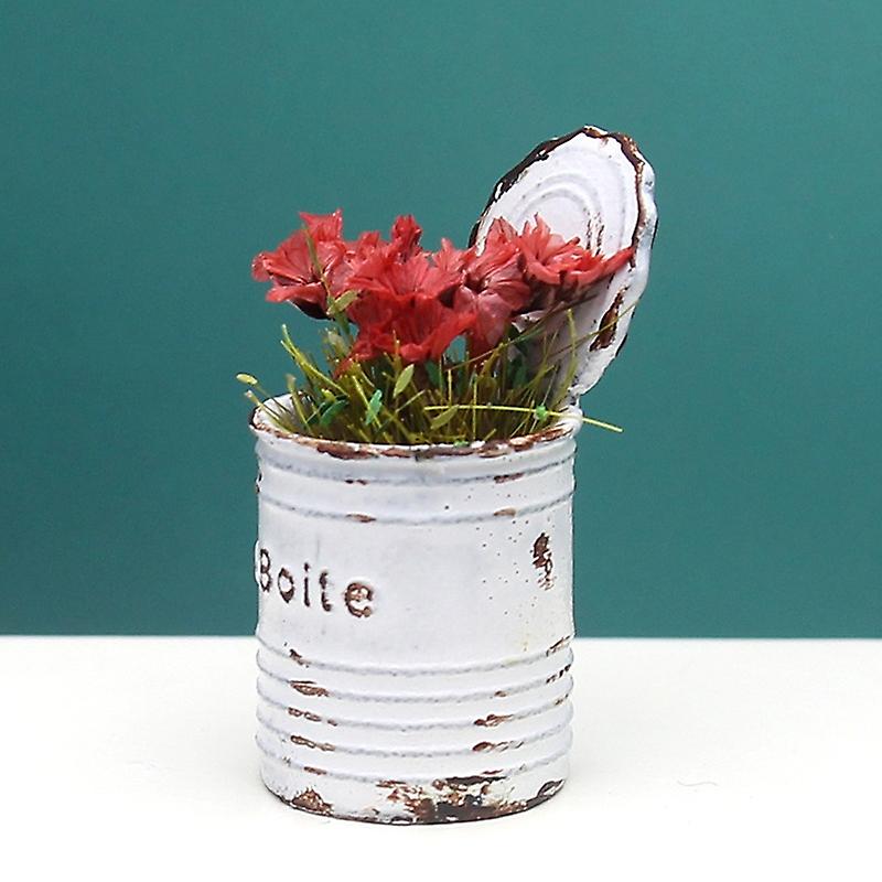 1:12 Dollhouse Miniature Old Metal Pot Plants Mini Tree Potted For Green Plant