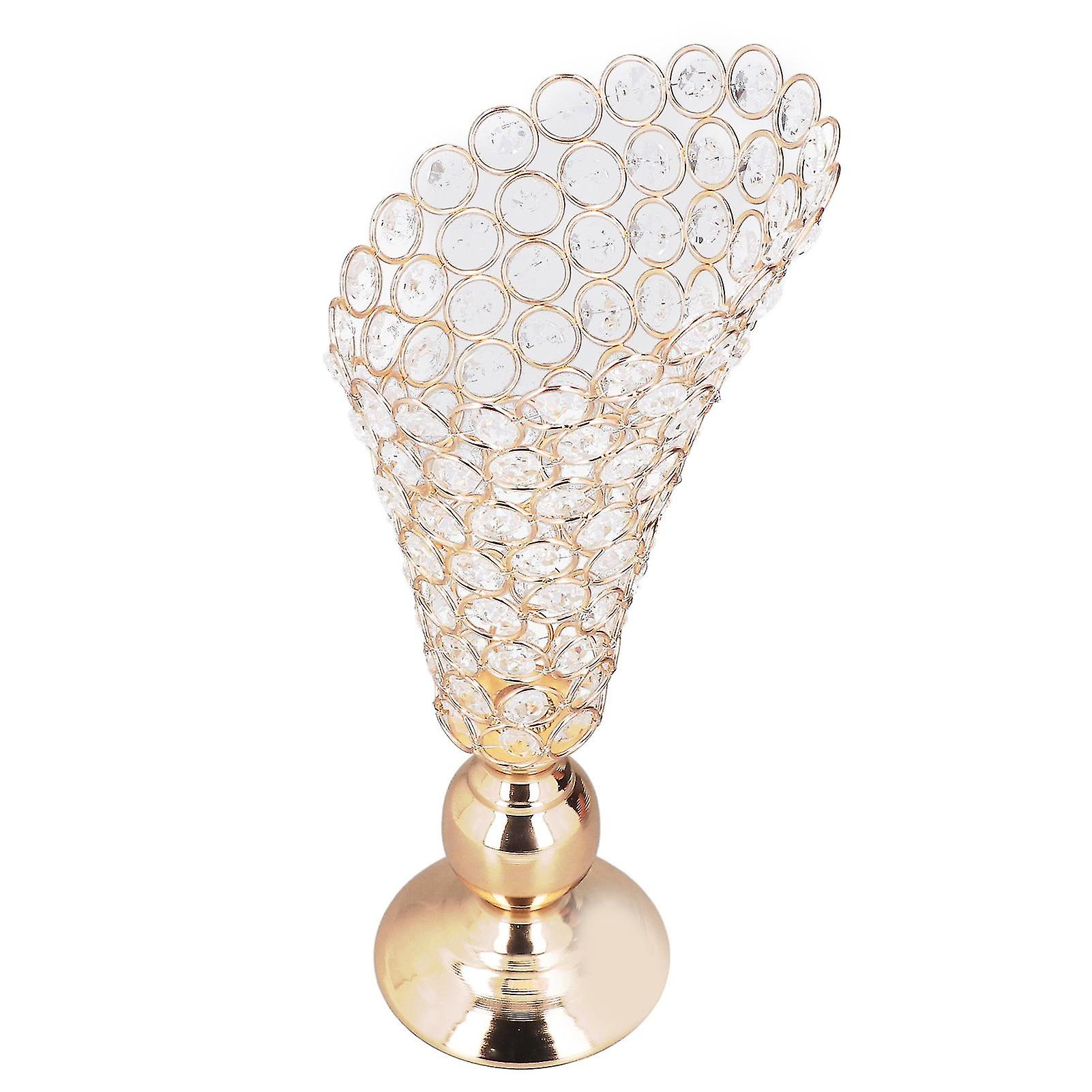 Vintage Gold Crystal Candle Holder - Electroplated for Rustproof Durability