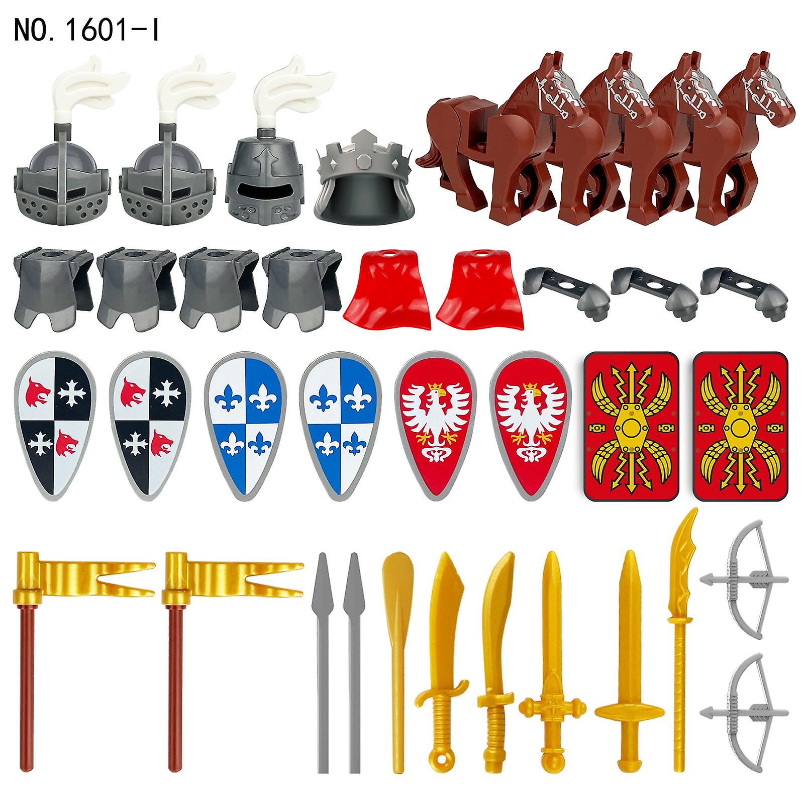 Medieval Knight Equipment Upgrade Package 1601 Accessories Model Children Assembling Building Blocks Toy Soldier