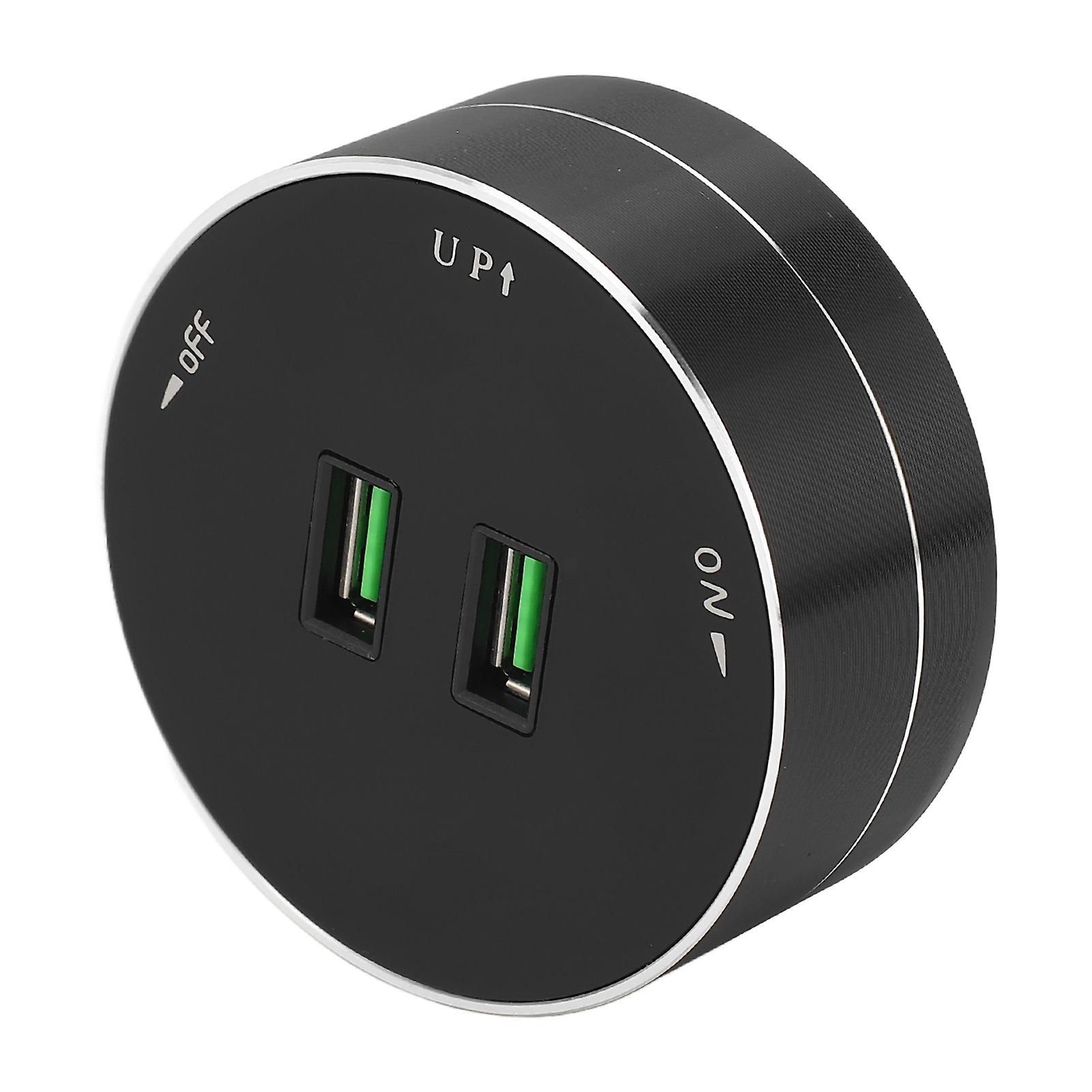 DEWIN Removable Power Track Socket, Cordless Power Track Adapter Dual USB Port Multifunctional Round Outlet Adapter with Light Indicator AC 110‑250V