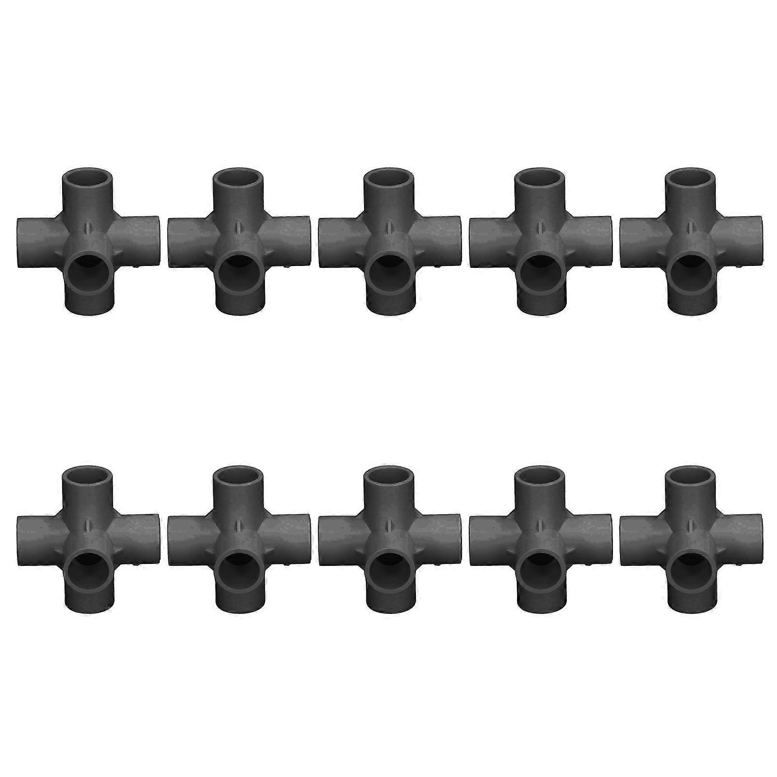 YUMILI 10PCS PVC Plastic Pipe Fittings 6 Way Angle Elbow Fittings Inner Diameter 25mm (Black)