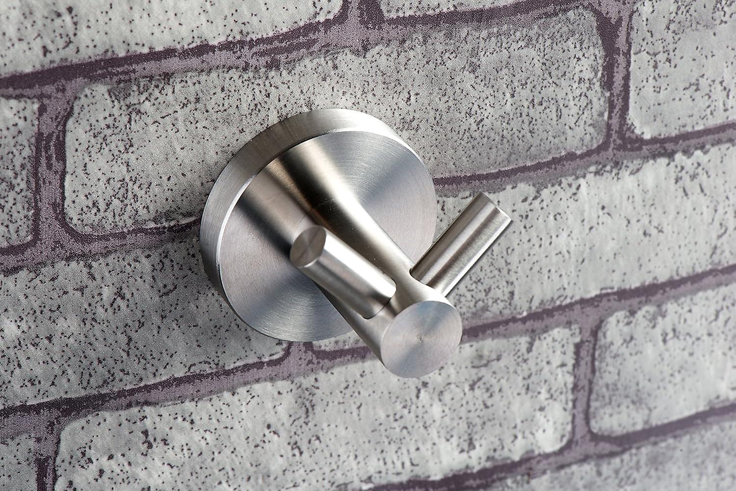 Exclusive Towel Rack with Two Stainless Steel Hooks - Bathroom Hook Holder Towel Coat Rack Hooks (S