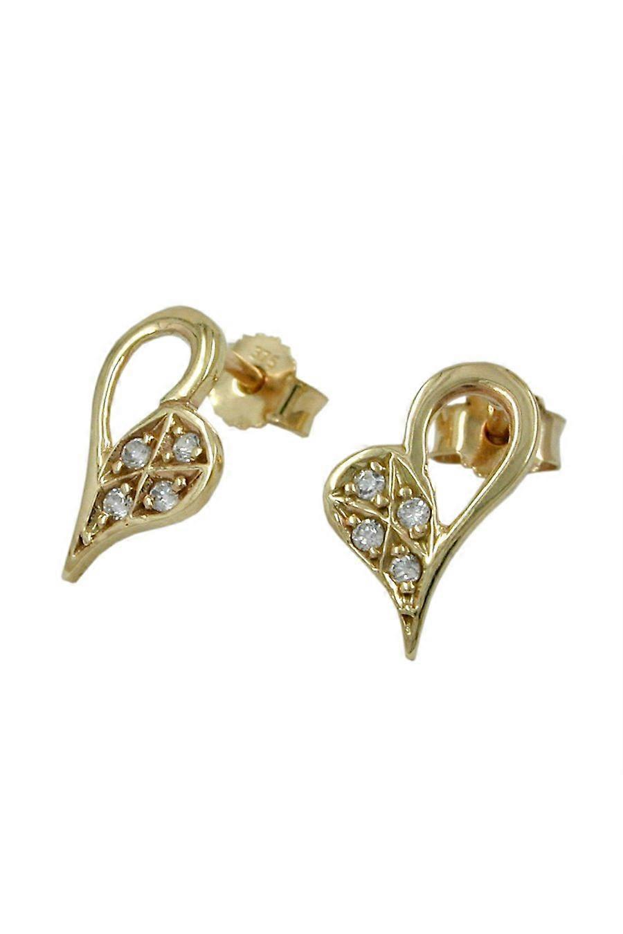 Earrings Heart-shaped Cz 9k Gold - Gl430615