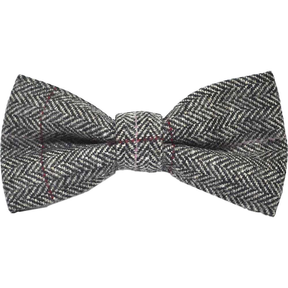 Boys Herringbone Pewter Grey Bow Tie