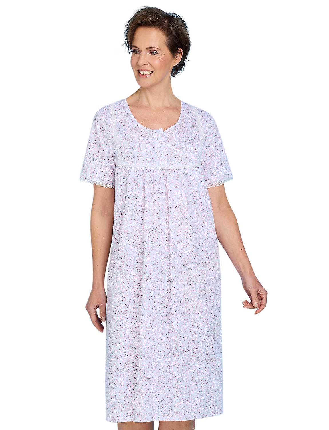 Chums | Ladies | Stylish Palm Print Viscose Crop Pyjama Set Soft Comfortable Fabric with Piping Edge Detail Lightweight Design with Adjustable Straps & Elasticated Waist