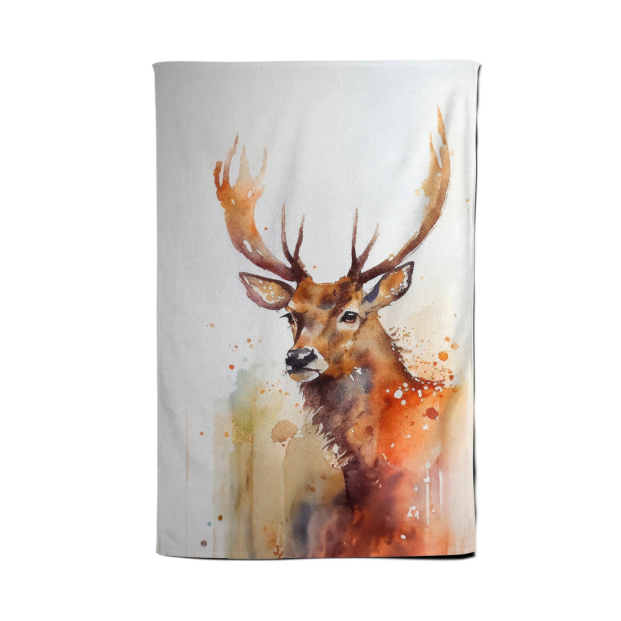 Majestic Stag Watercolour Tea Towel